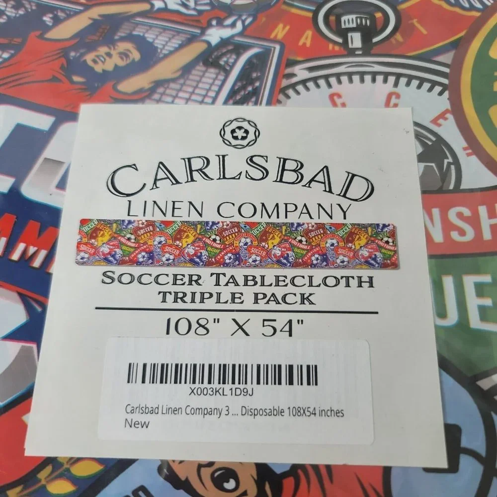 3 Pack Tablecloth Soccer Birthday Team 108 X 54” Carlsbad Linen Company Football
